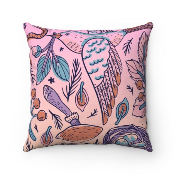Spun Polyester Square Pillow - Bird Pattern Dual Color - Image 3