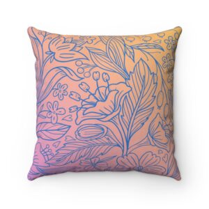 Spun Polyester Square Pillow - Floral Gradient Pattern