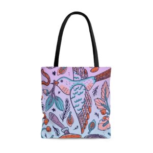Tote Bag - Bird Pattern Blue/Purple