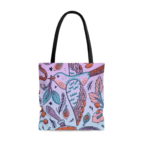 Tote Bag - Bird Pattern Blue/Purple