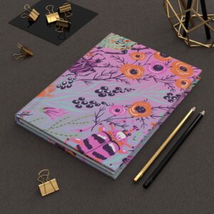 Hardcover Journal Matte - Weevil Insect Pattern Blue/Purple
