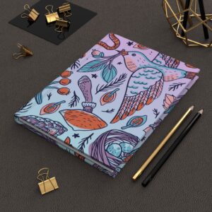 Hardcover Journal Matte - Bird Pattern Blue/Purple