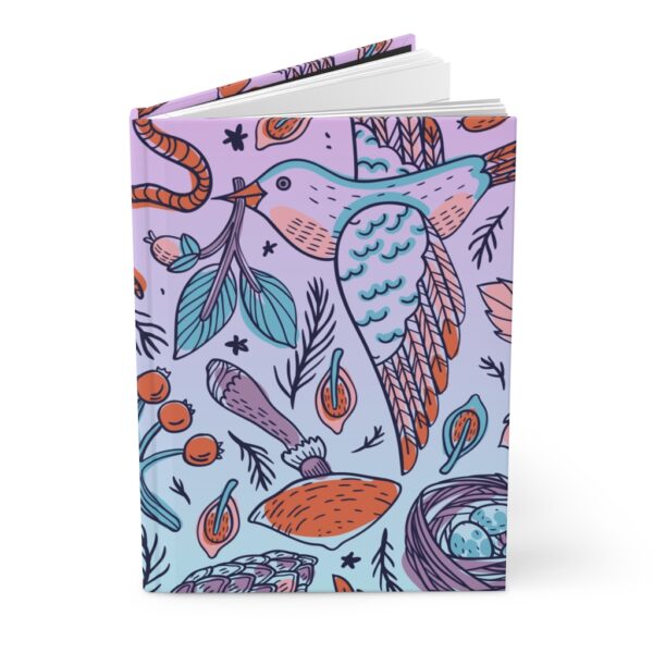 Hardcover Journal Matte - Bird Pattern Blue/Purple - Image 4