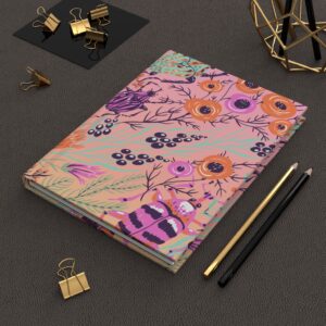 Hardcover Journal Matte - Weevil Insect Pattern Pink/Orange