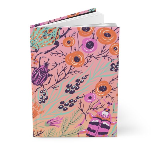 Hardcover Journal Matte - Weevil Insect Pattern Pink/Orange - Image 4