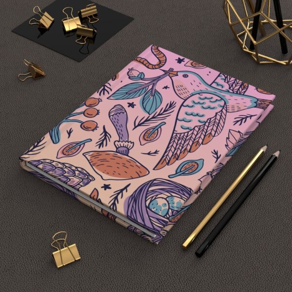 Hardcover Journal Matte - Bird Pattern Pink/Orange