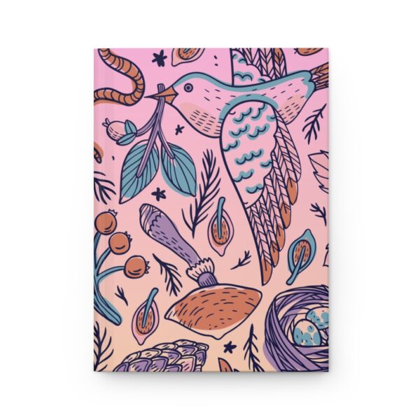 Hardcover Journal Matte - Bird Pattern Pink/Orange - Image 2