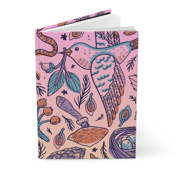 Hardcover Journal Matte - Bird Pattern Pink/Orange - Image 4