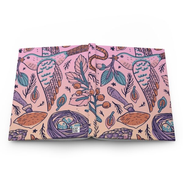 Hardcover Journal Matte - Bird Pattern Pink/Orange - Image 6