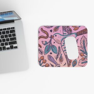 Mouse Pad  - Bird Pattern Pink/Orange