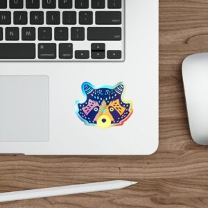 Holographic Die-cut Sticker Racoon Face