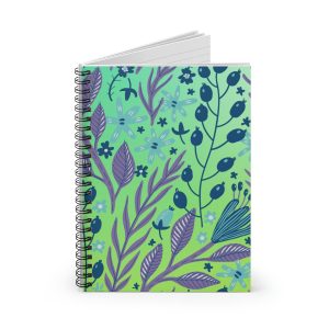 Berry Leafy - Green Glow (spiral, lined notebook)